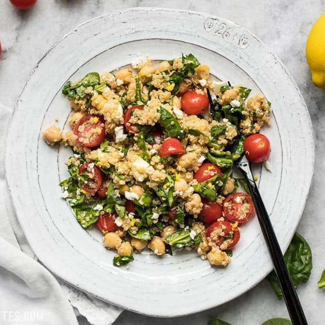 Spinach Chickpea and Quinoa Salad