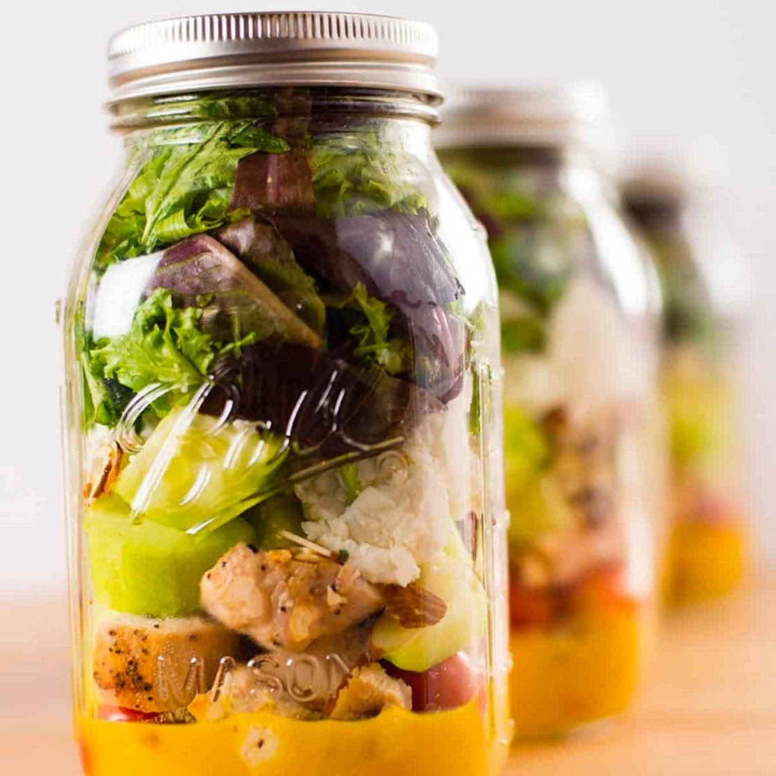 Make-Ahead Mason Jar Salads For The Week + A Killer Clean Honey Mustard Dressing!