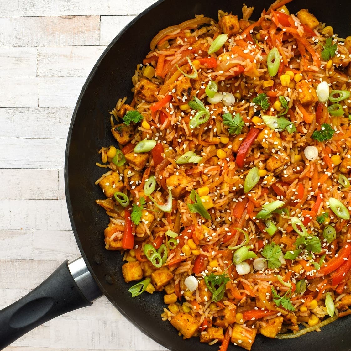 Easy Tofu Fried Rice with Sweet & Sour Sauce