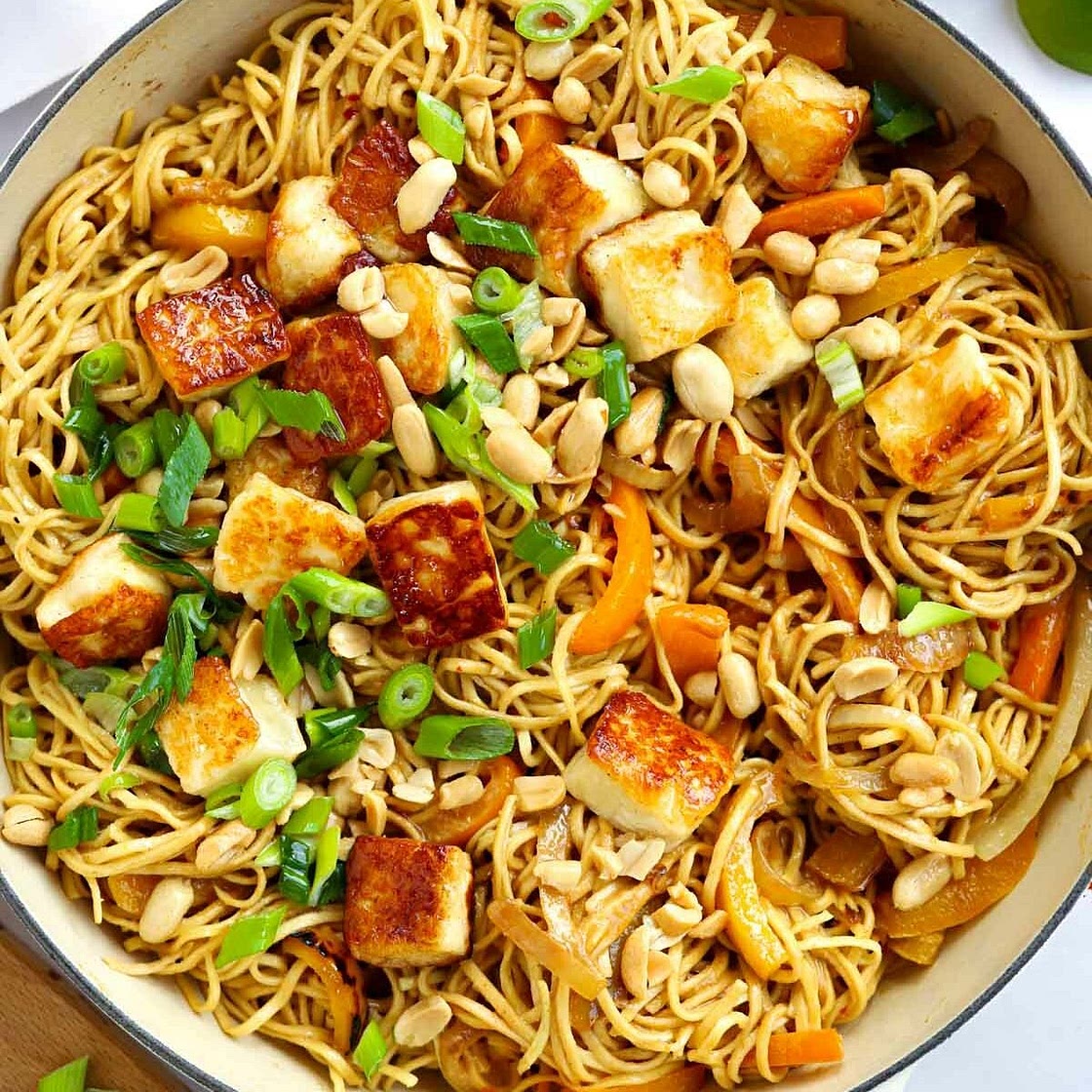 Peanut Butter Noodles with Halloumi {Satay-Style Stir Fry}