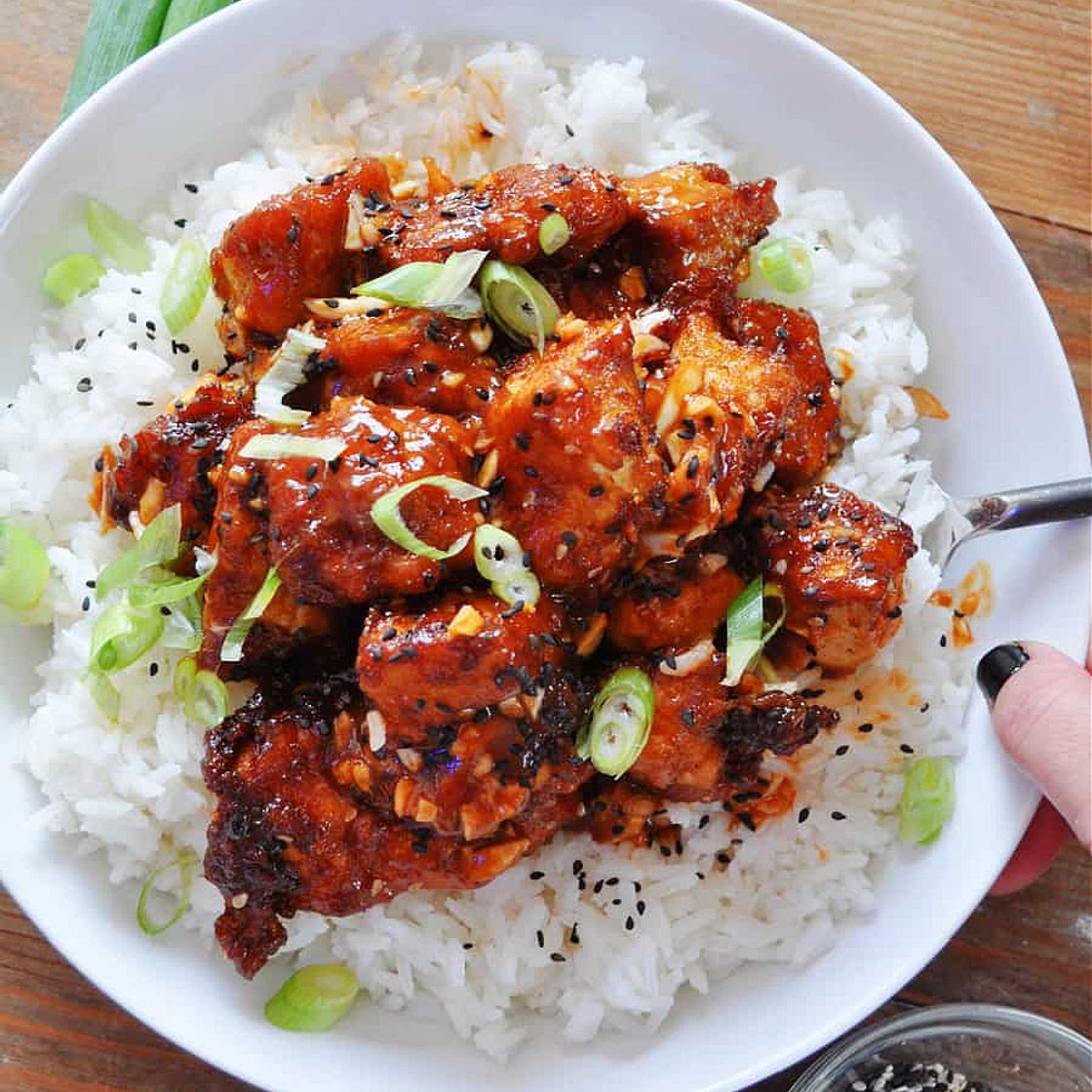 Vegan Spicy "Honey" Garlic Tofu