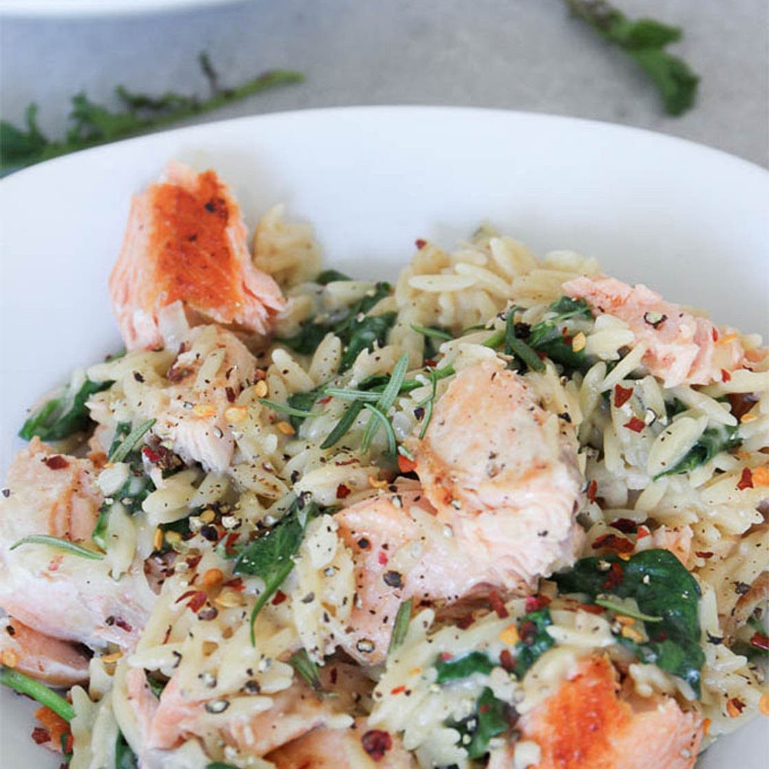 20 Minute Creamy Lemon Orzo With Salmon