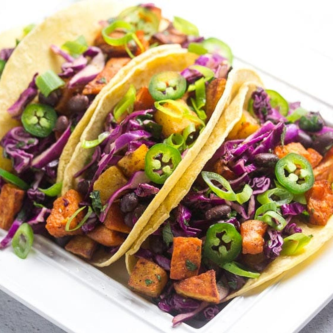 Low FODMAP Sweet Potato Tacos with Black Beans
