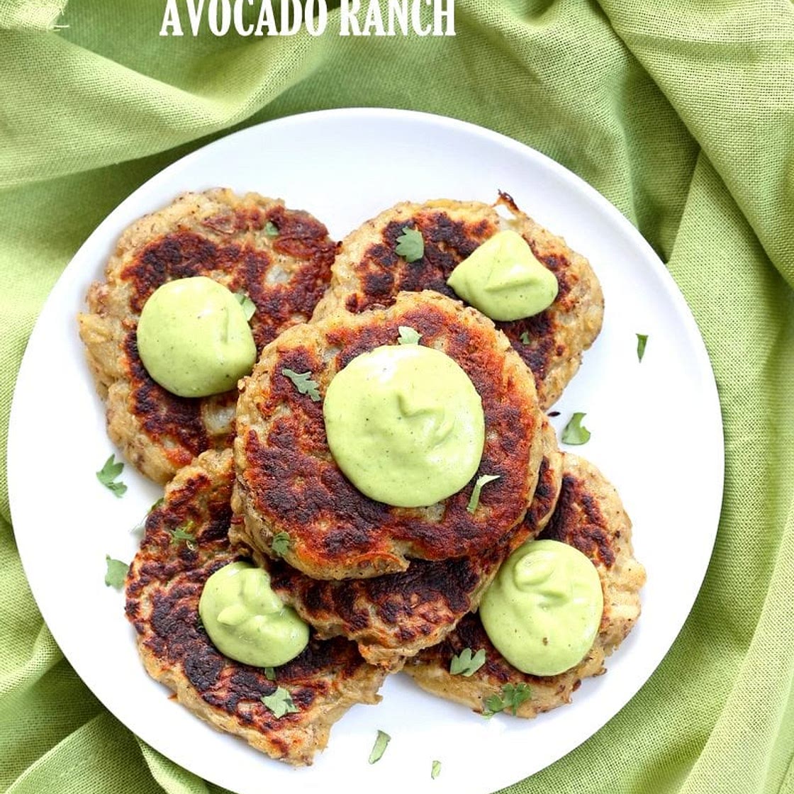 Irish Potato Cakes with Avocado Basil Ranch