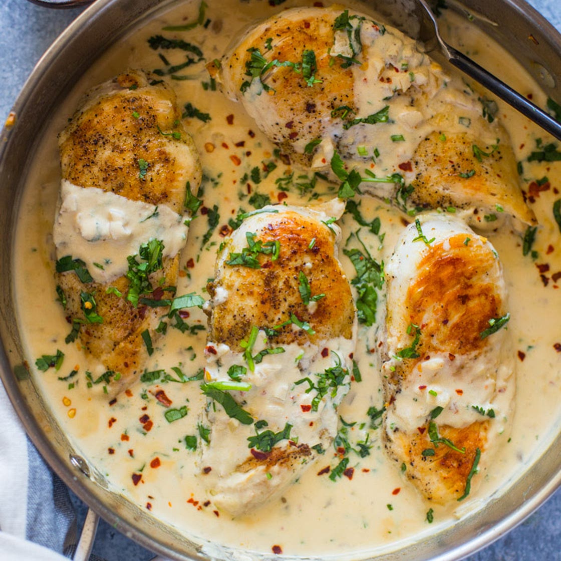 Easy One Skillet Creamy Cilantro Lime Chicken