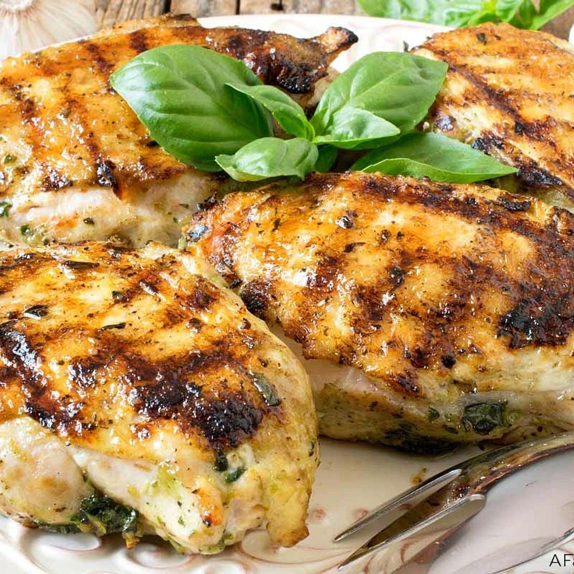 Grilled Basil Garlic Chicken Breasts