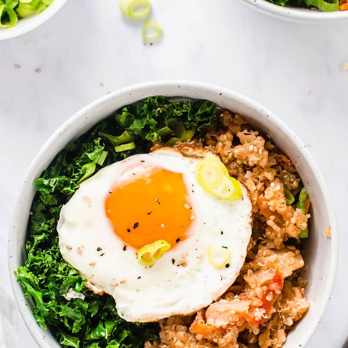 Spicy Kimchi Quinoa Bowls