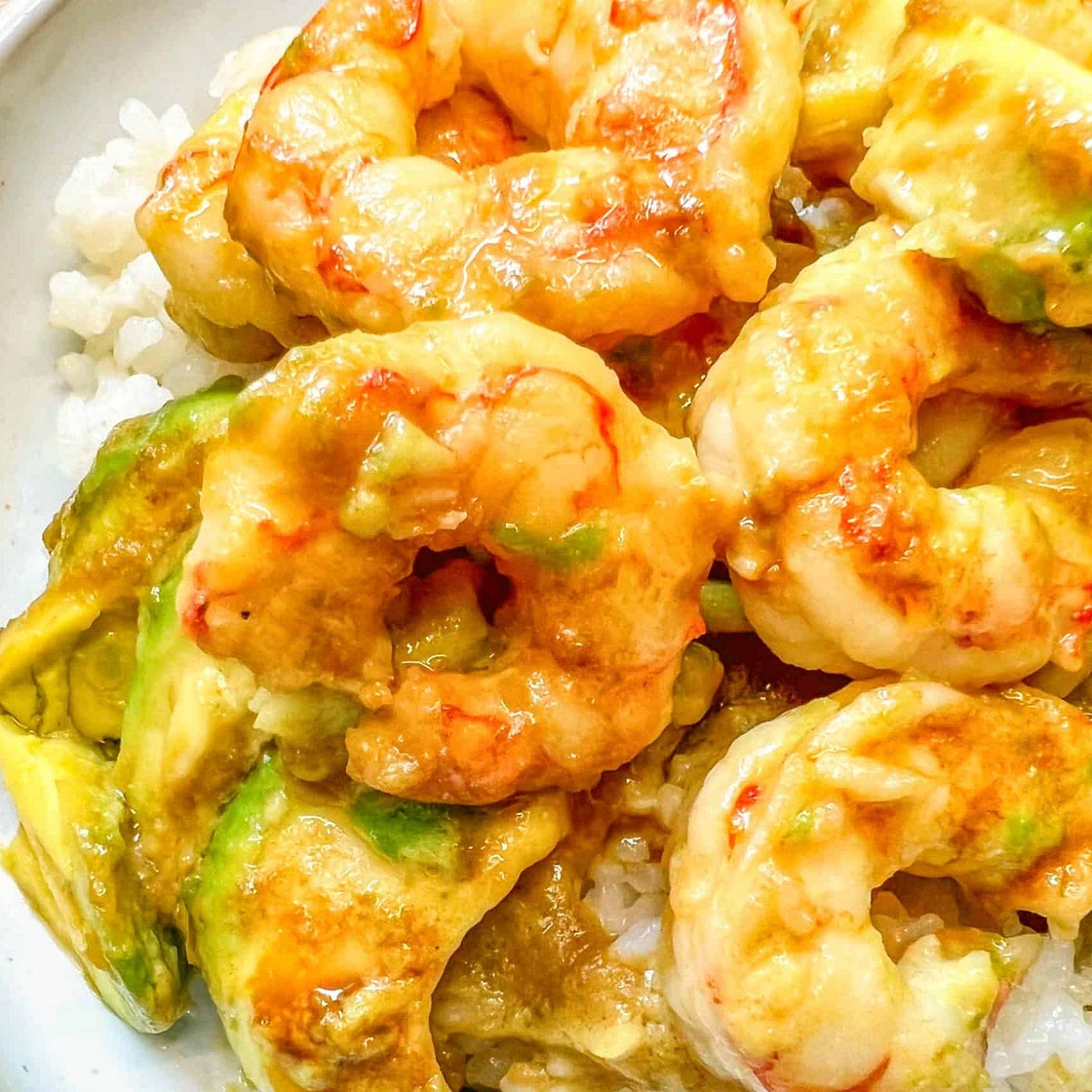 Shrimp Avocado Stirfry Rice Bowl