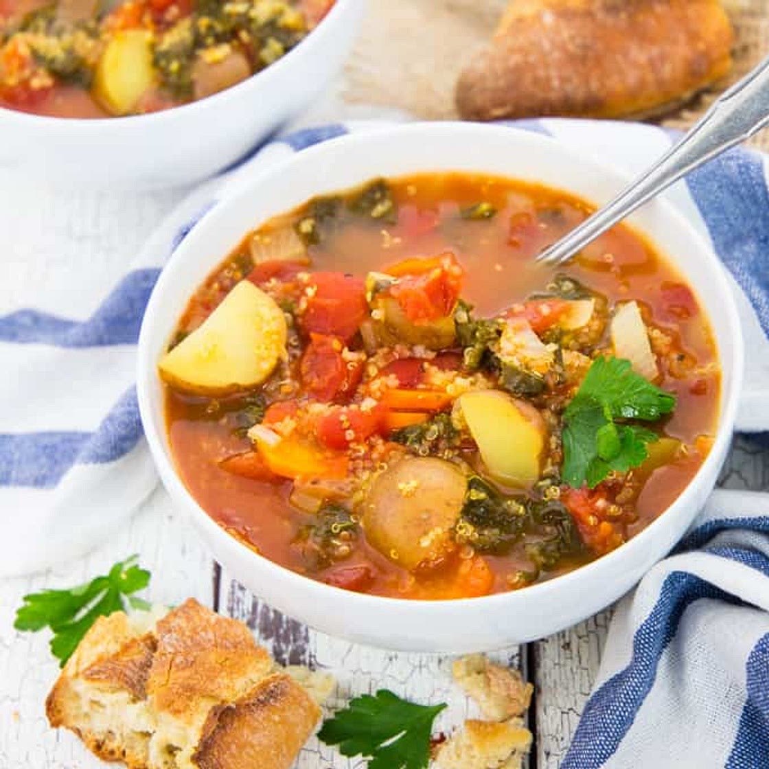 Quinoa Soup with Kale and Potatoes
