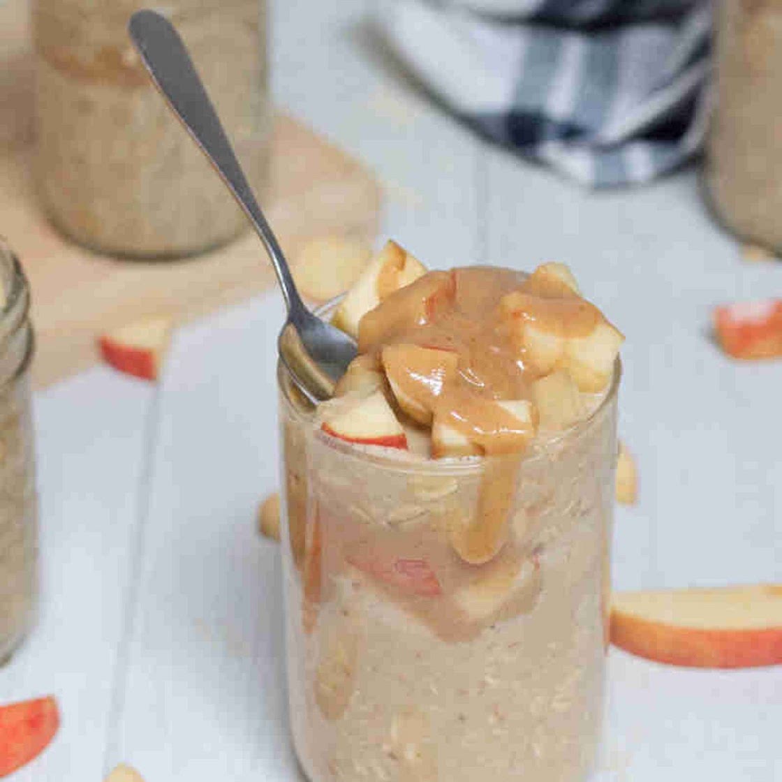 High Protein Caramel Apple Overnight Oats
