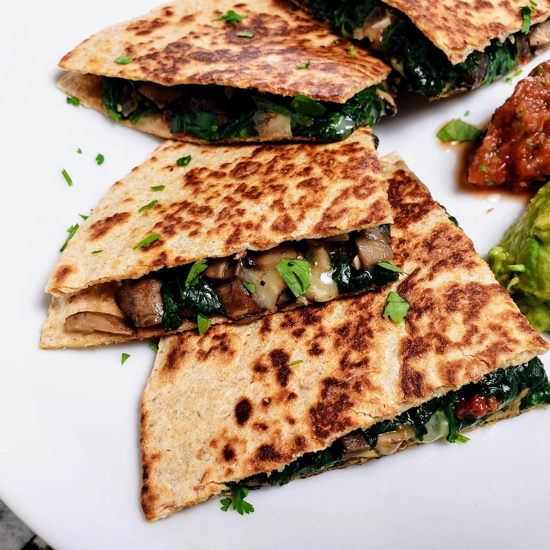 Spinach and Mushroom Quesadillas