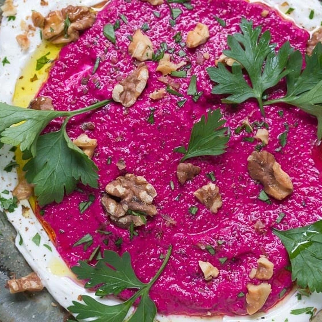 FODMAP IT!™ Beet Yogurt Dip with Walnuts