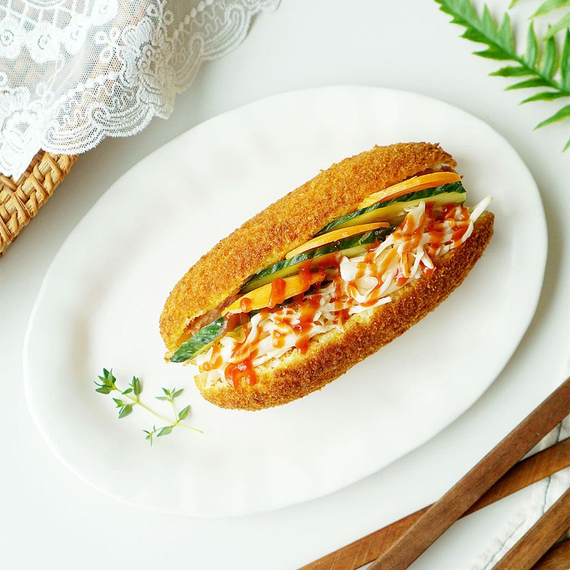 양배추 사라다빵 만들기 양배추 샐러드빵 에어프라이어 핫도그