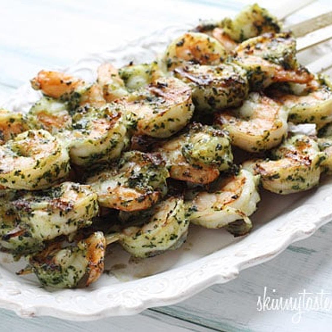 Grilled Pesto Shrimp Skewers