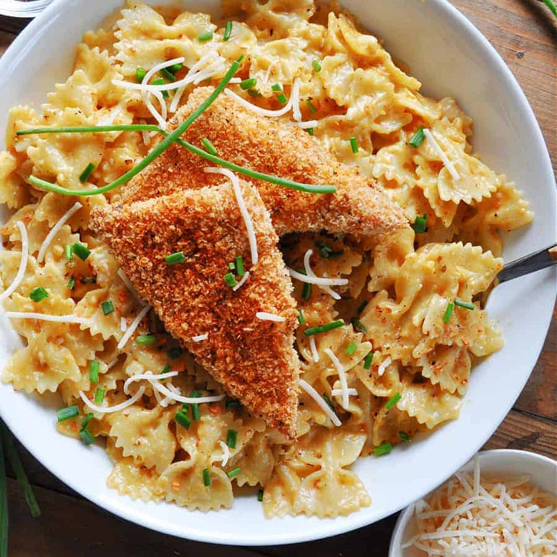 Vegan Cajun Alfredo Pasta and Tofu