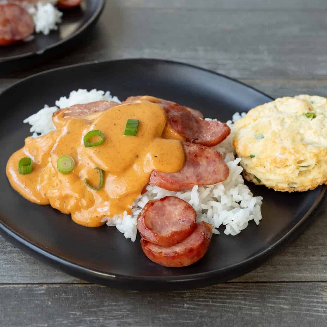 Kielbasa and Rice, with Cheddar