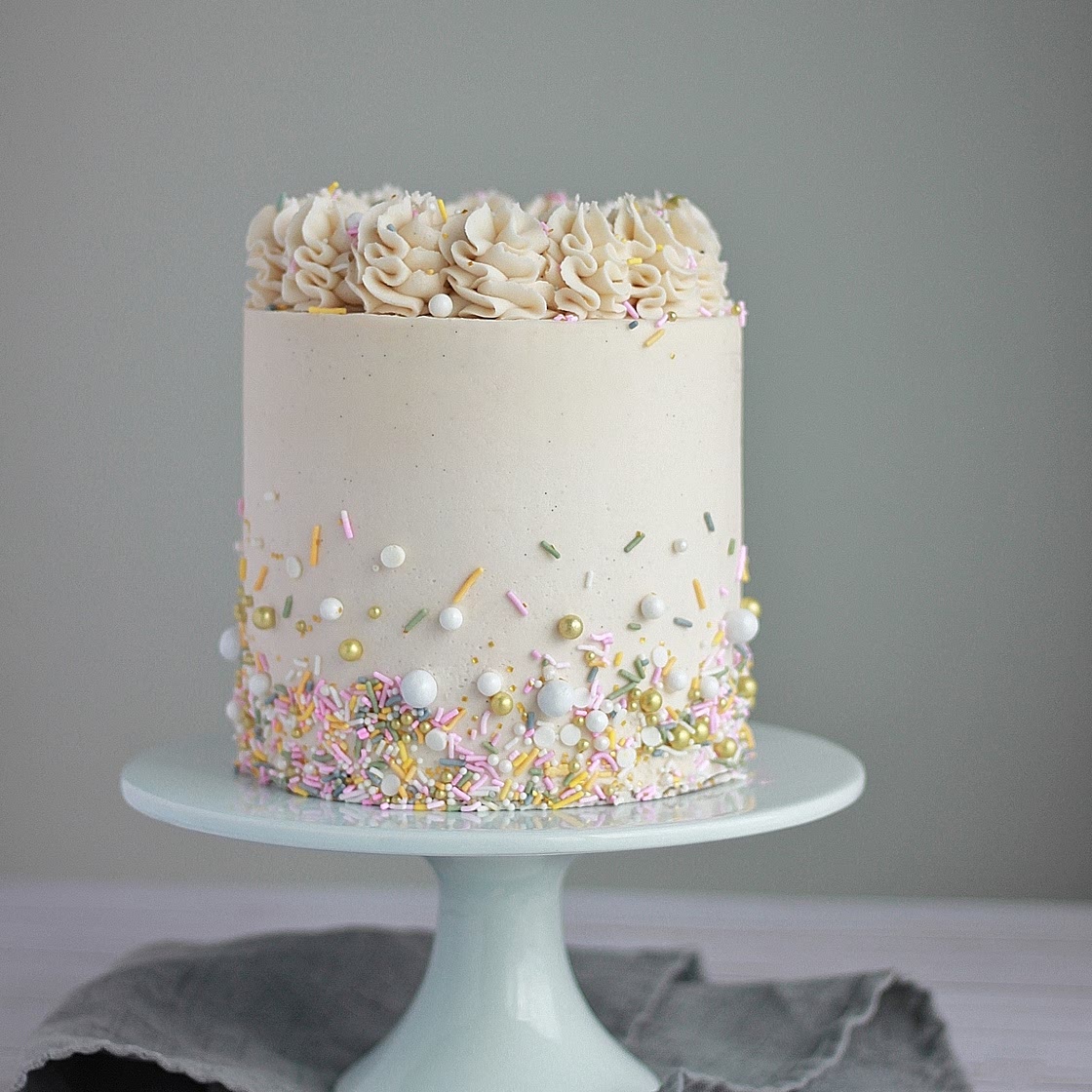 White Cake with Vanilla Buttercream - Baking with Blondie