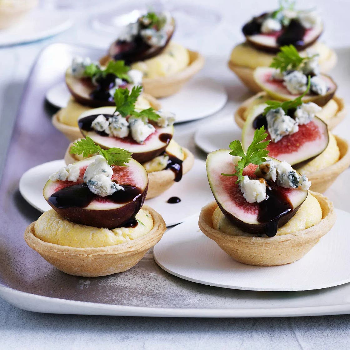Polenta, blue cheese and fig tarts