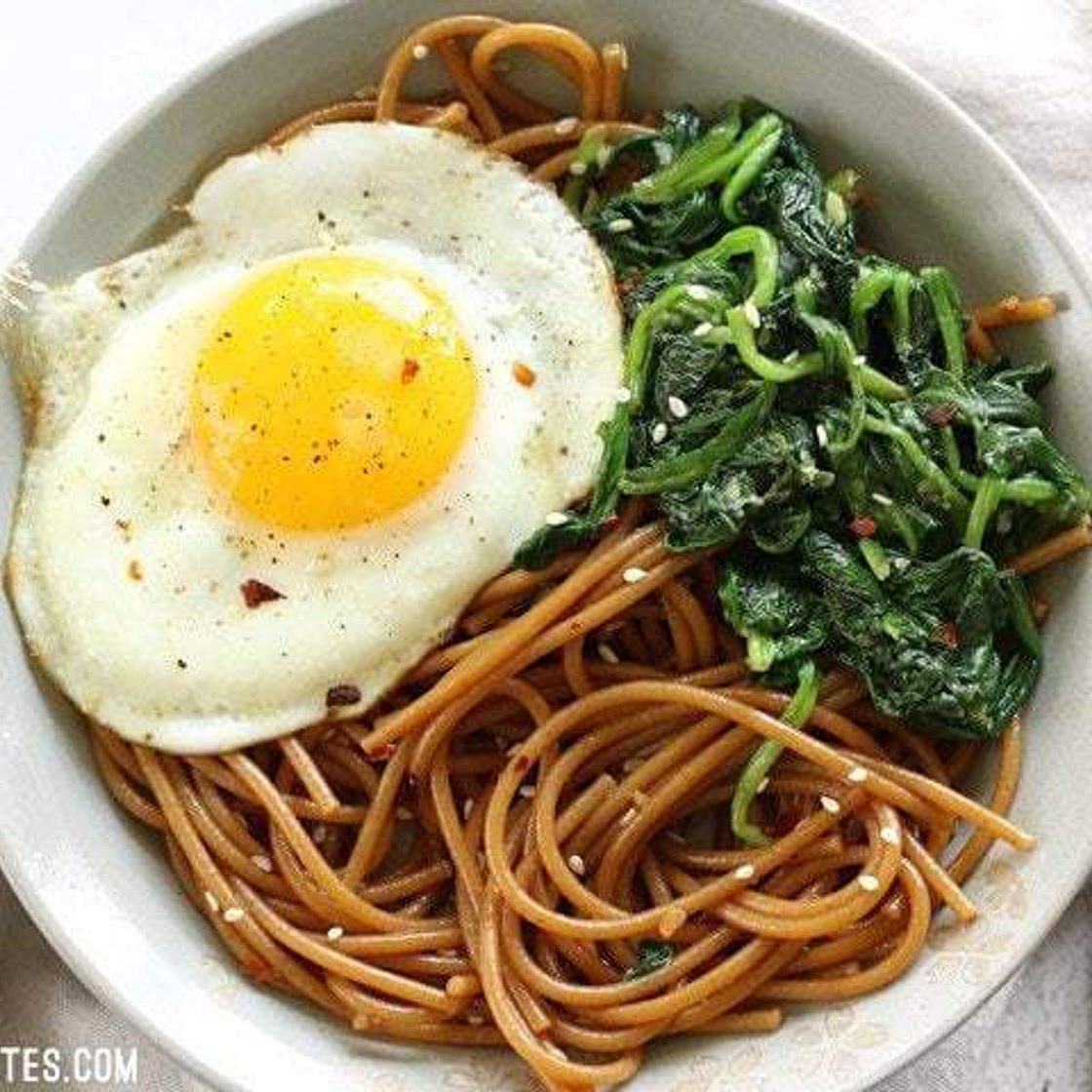 Sesame Noodles with Wilted Greens