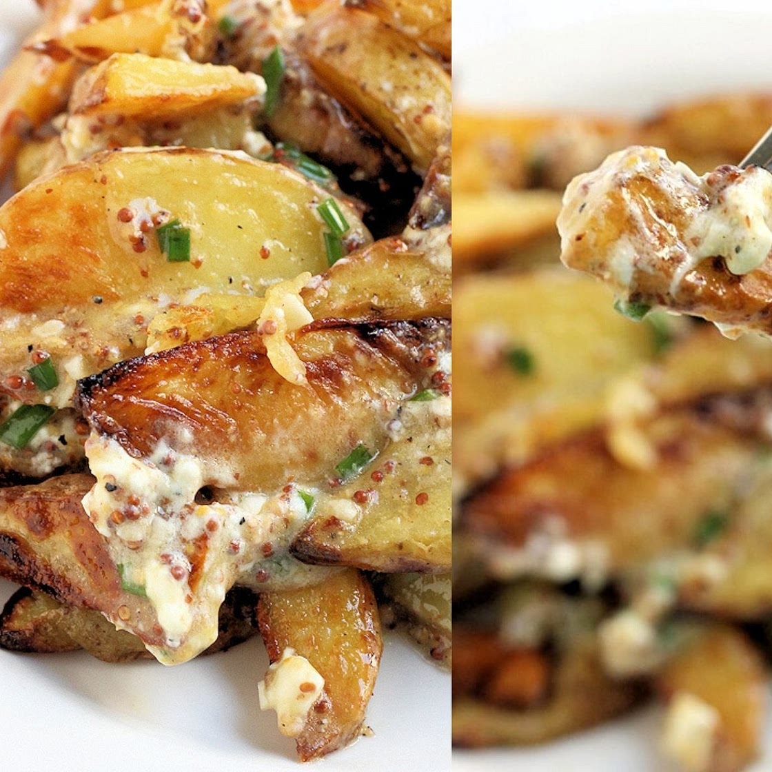 Roasted Potato Salad in Dijon - Goat Cheese Dressing