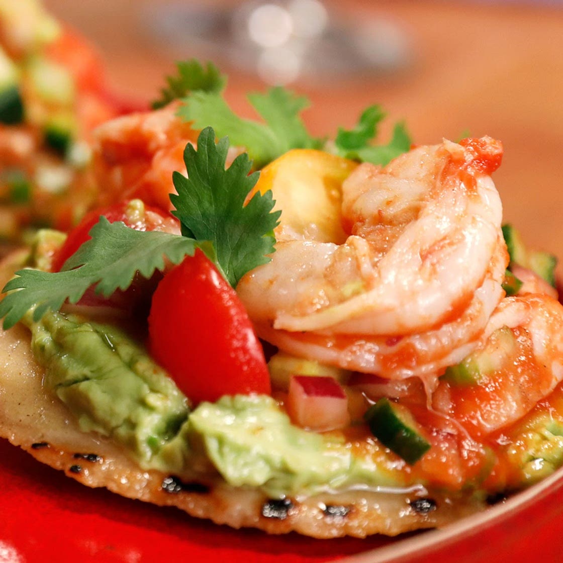 Shrimp Ceviche Cocktail with Avocado Crema and Fresh Tostadas