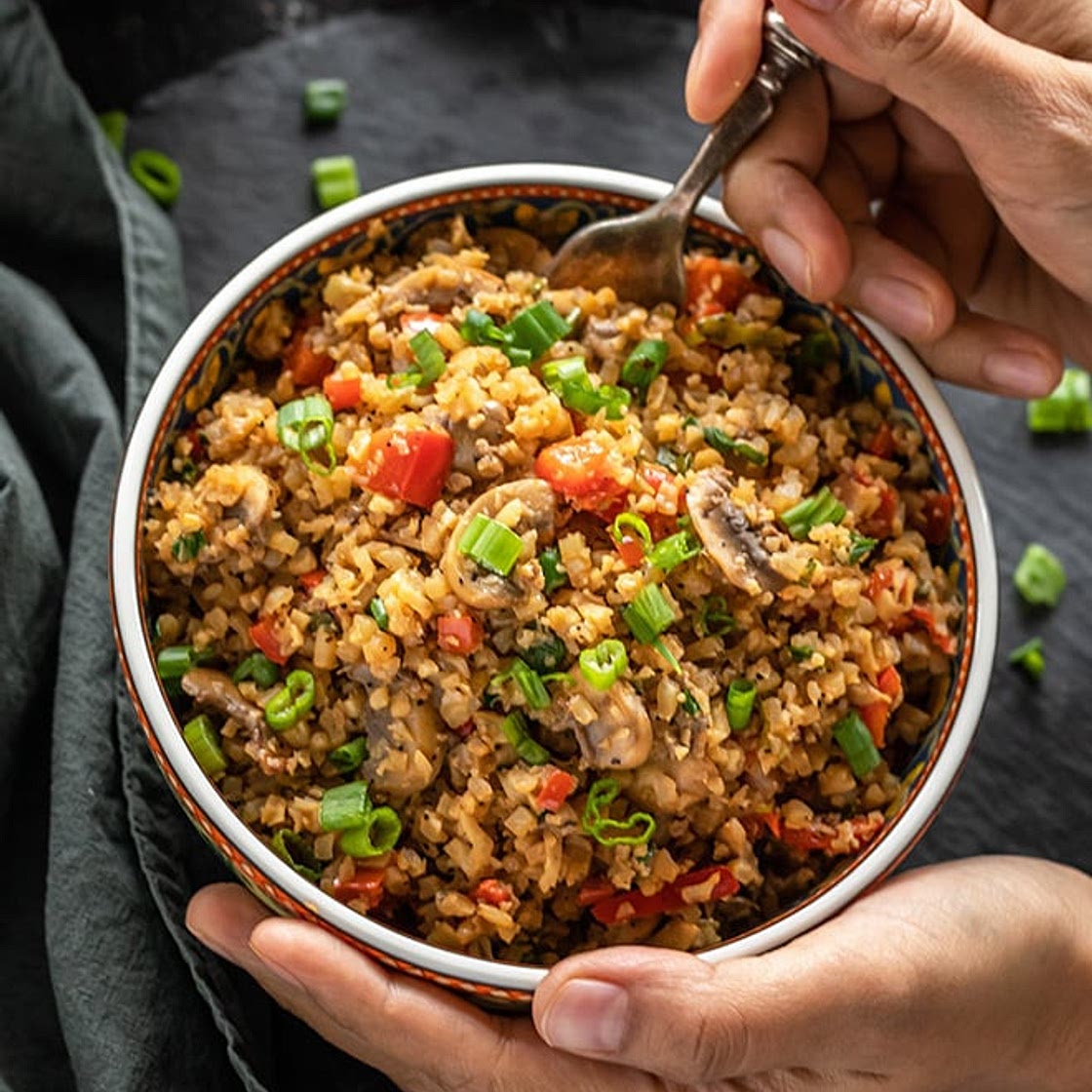 Mushroom Cauliflower Fried "Rice"