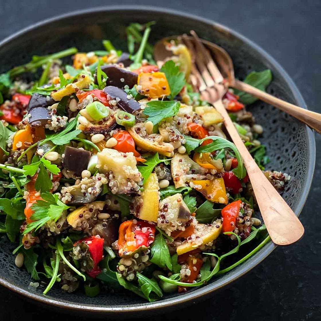 Tricolour Quinoa Salad with Roast Vegetables