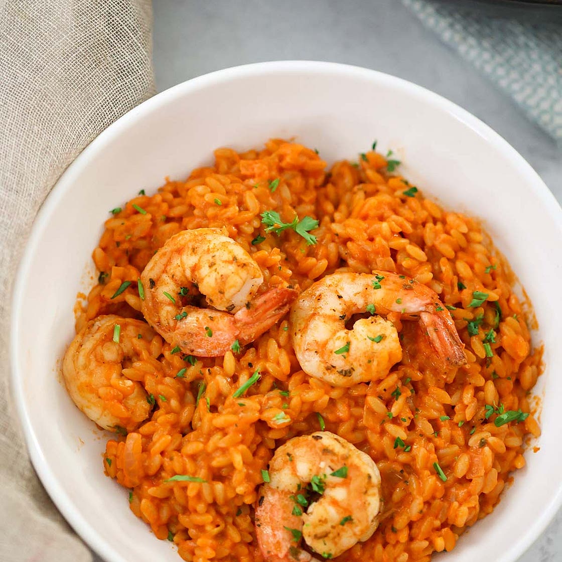Creamy Tomato Orzo with Shrimp