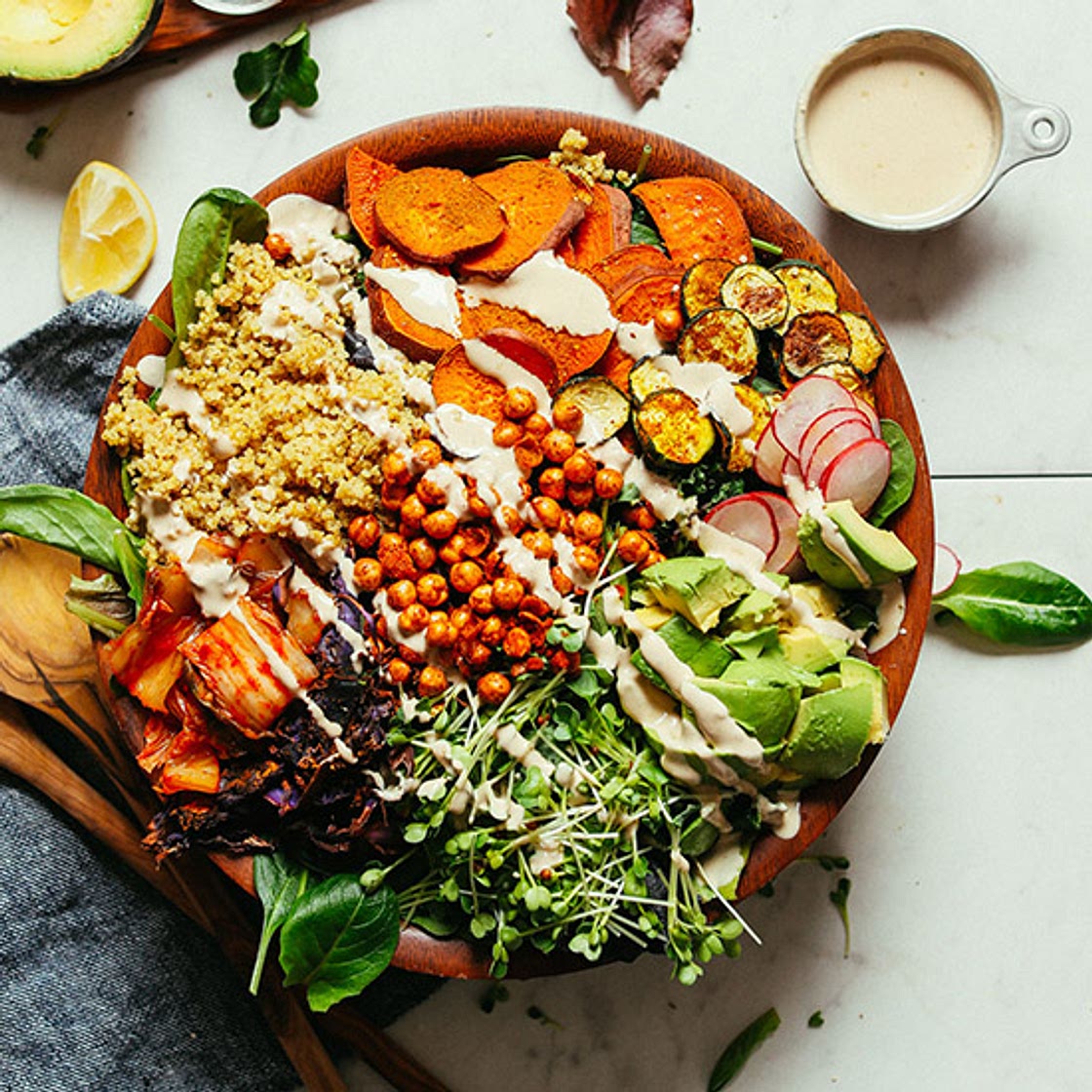 Abundance Kale Salad with Savory Tahini Dressing