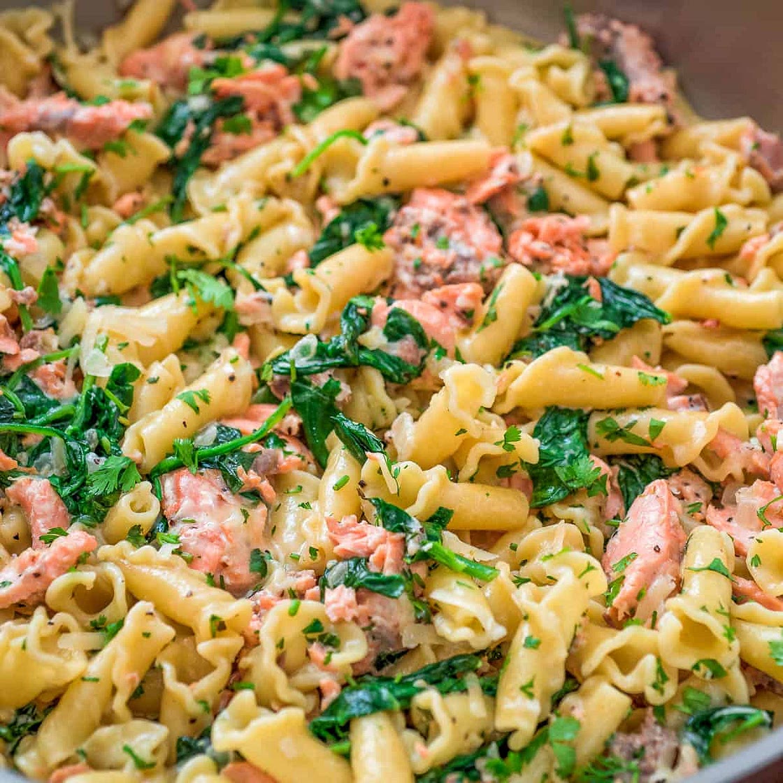 Salmon Pasta with Spinach