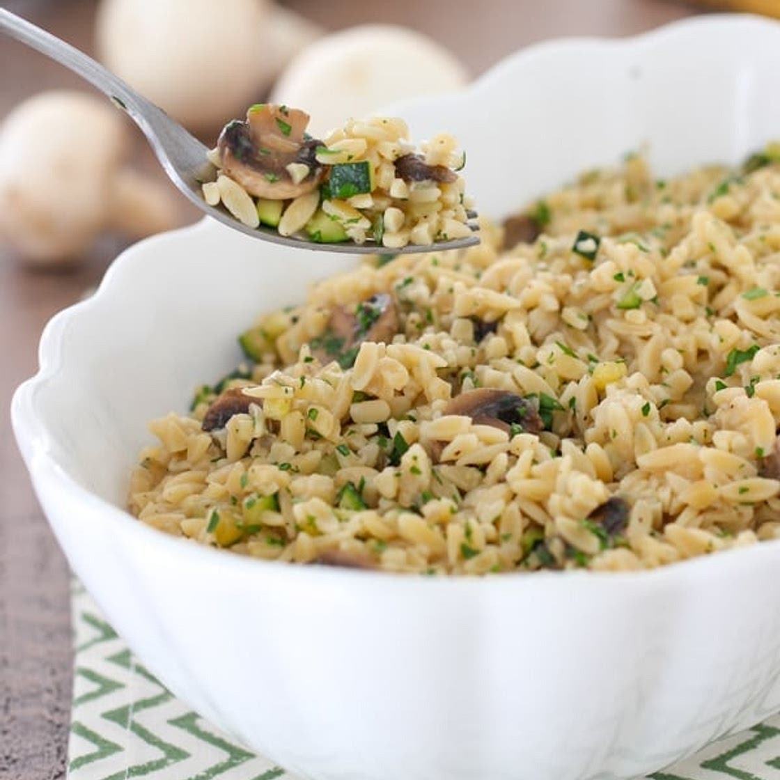 Zucchini and Mushroom Orzo