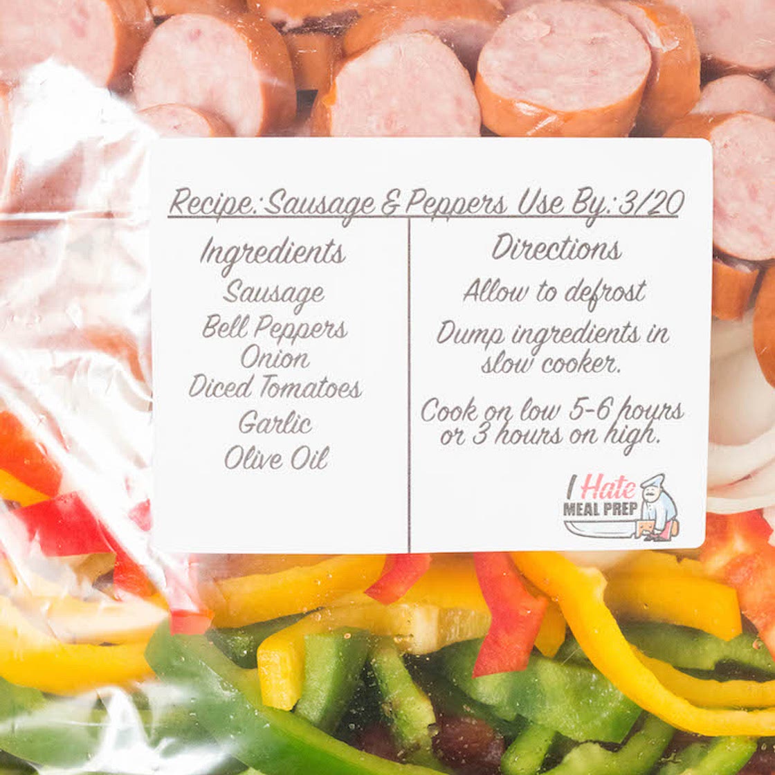 Freezer Crock Pot Sausage & Peppers Recipe