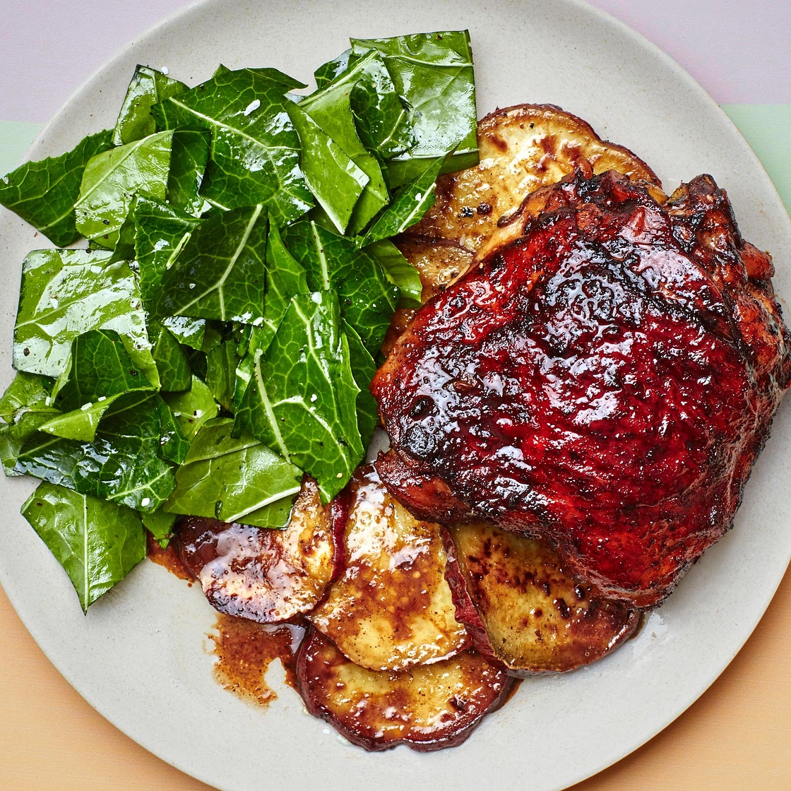 Tamarind Chicken Thighs With Collard Greens Salad