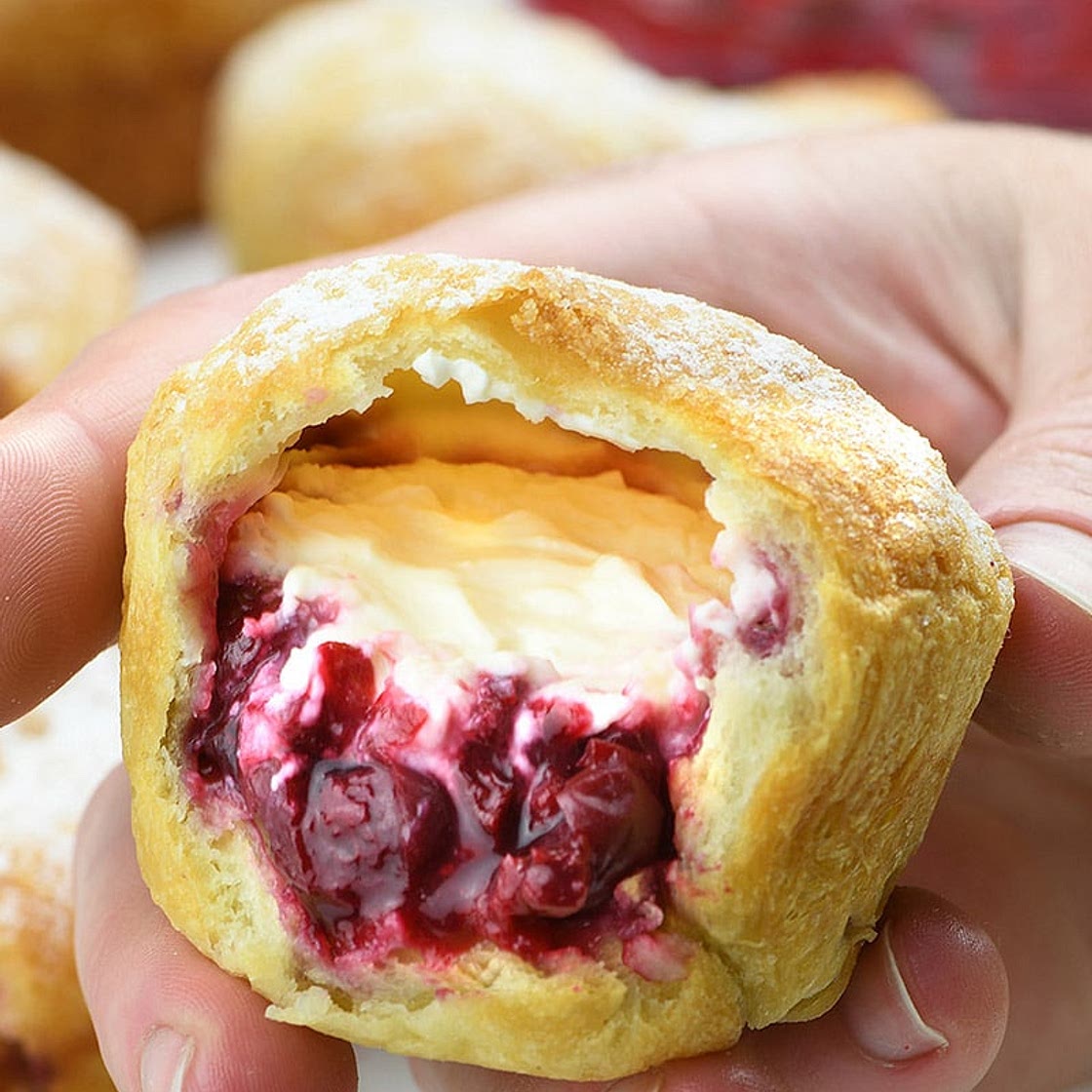 Cherry Cheesecake Crescent Muffins