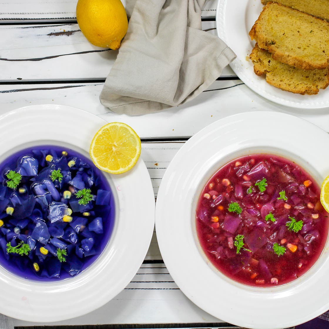Color Changing Purple Cabbage Corn and Potato Soup