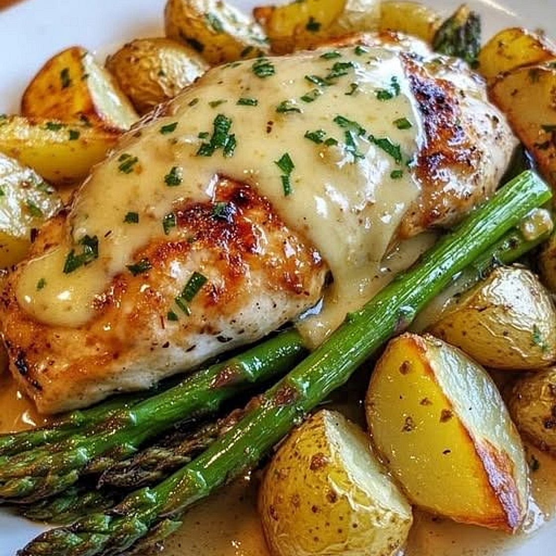Honey Mustard Chicken with Roasted Asparagus