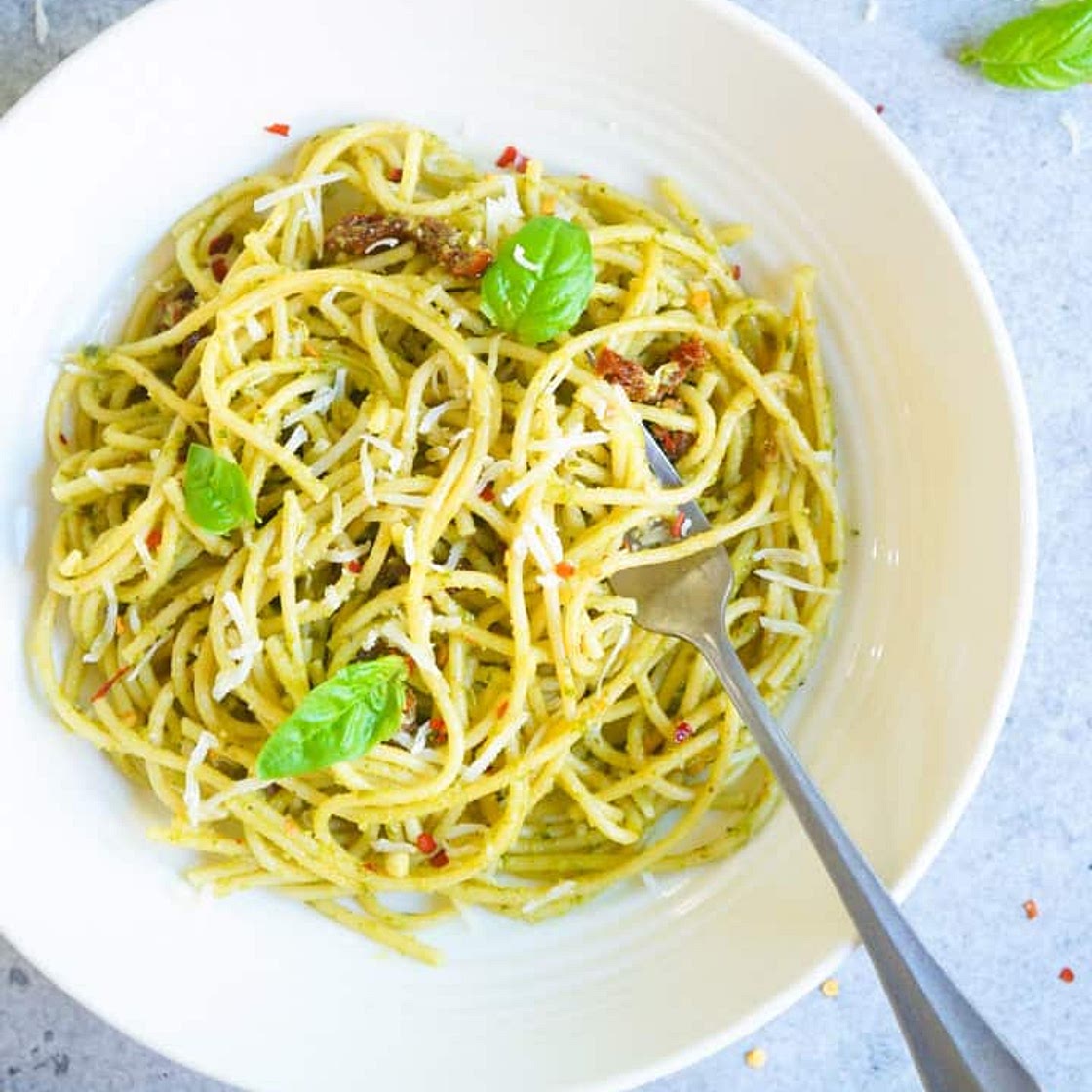 Instant Pot Pesto Pasta (Spaghetti with Pesto)