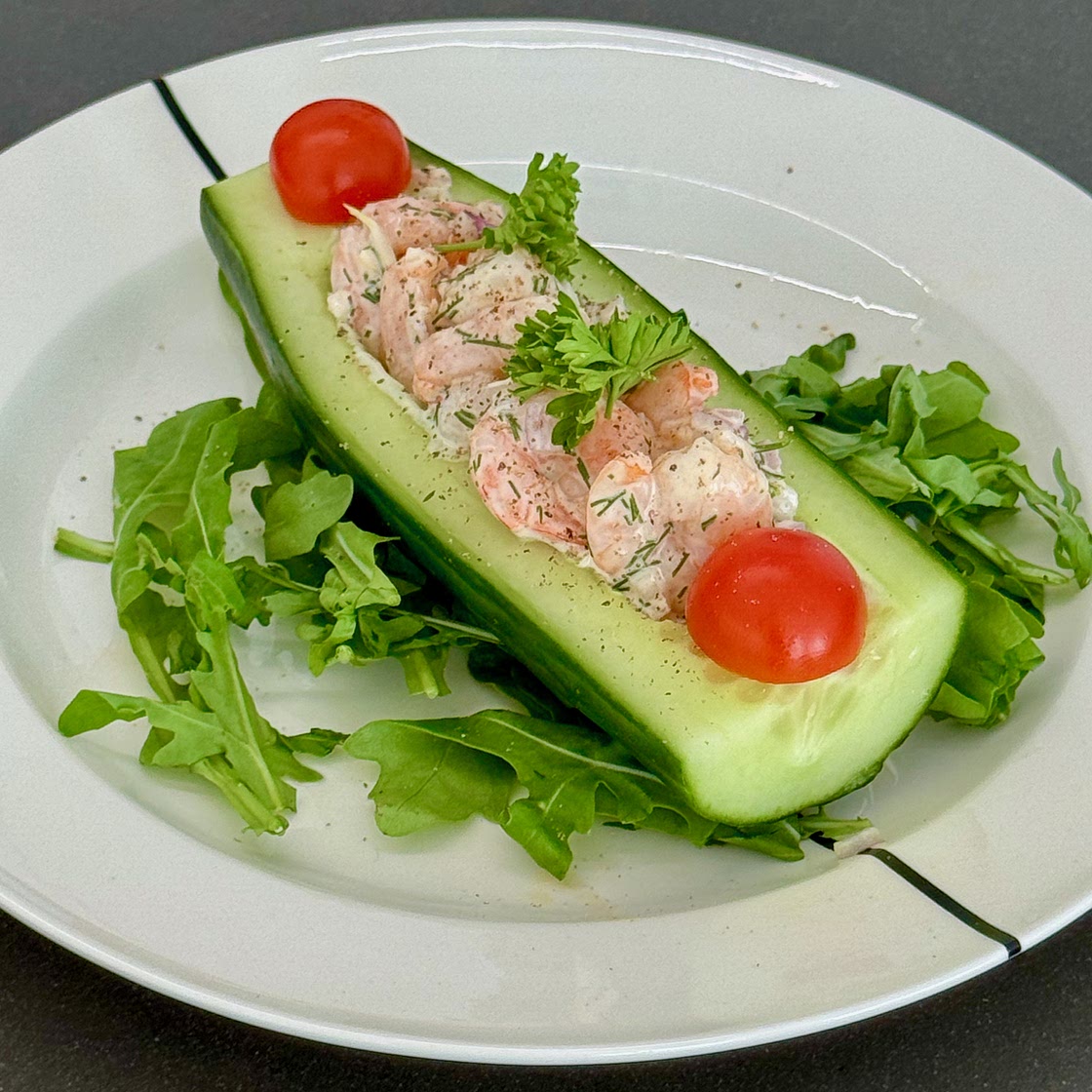 Shrimp in a cucumber boat
