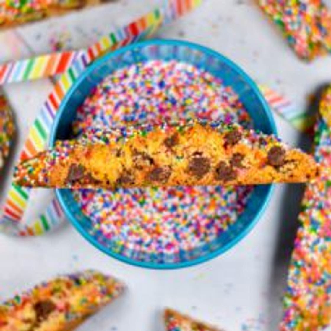 Chocolate Chip Rainbow Biscotti
