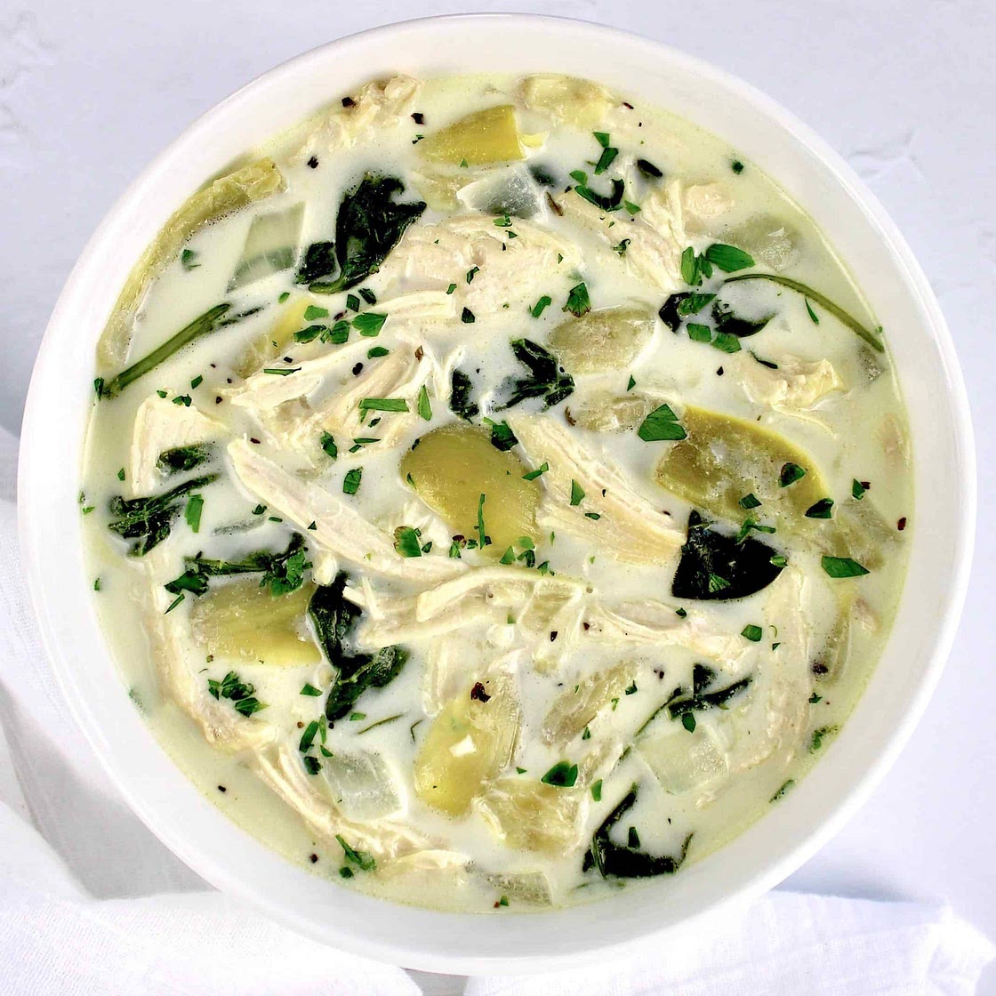 Slow Cooker Spinach Artichoke Chicken Soup