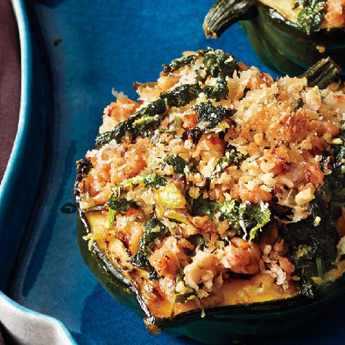 Acorn Squash with Kale and Sausage