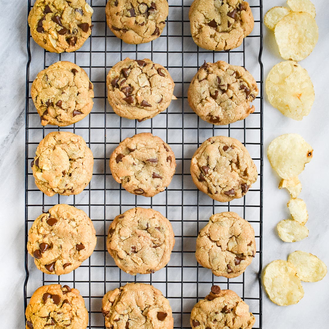 Low-FODMAP Potato Chip Chocolate Chip Cookies; Gluten-free, Dairy-free