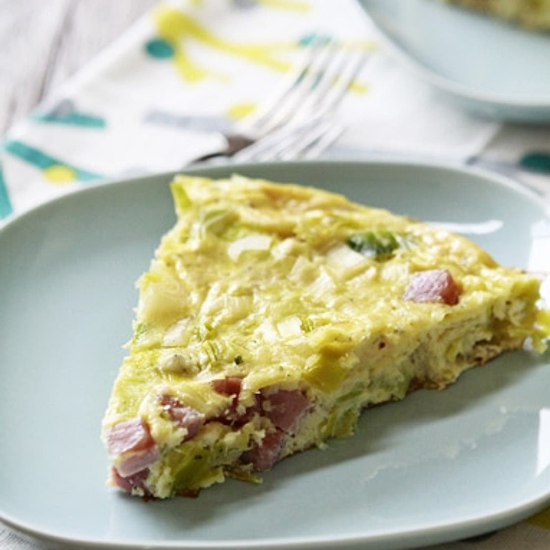 Leek and Ham Frittata with Goat Cheese
