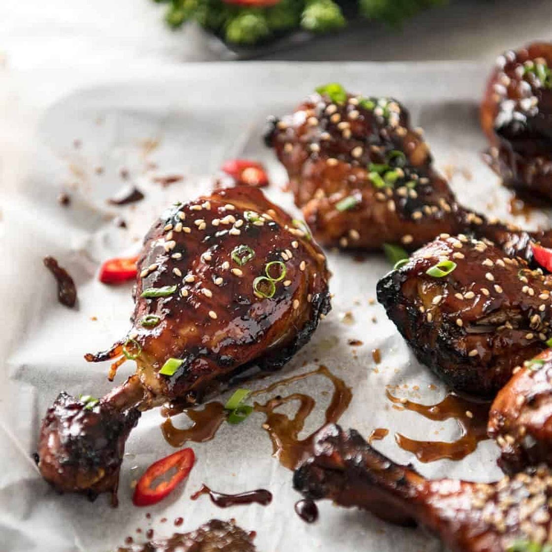 Sticky Chicken Drumsticks in Chinese Plum Sauce