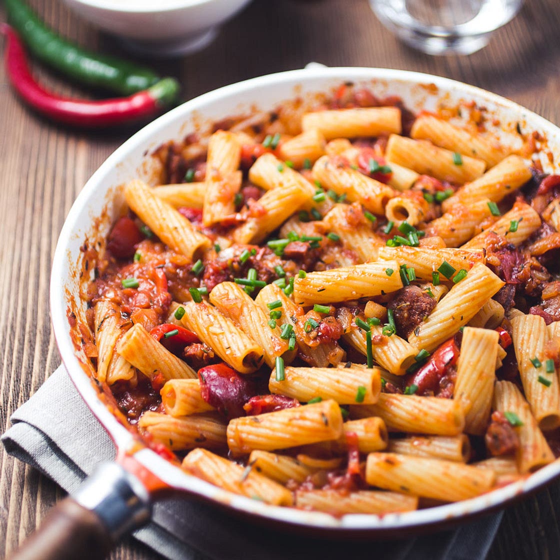 Penne all'arrabbiata with chorizo