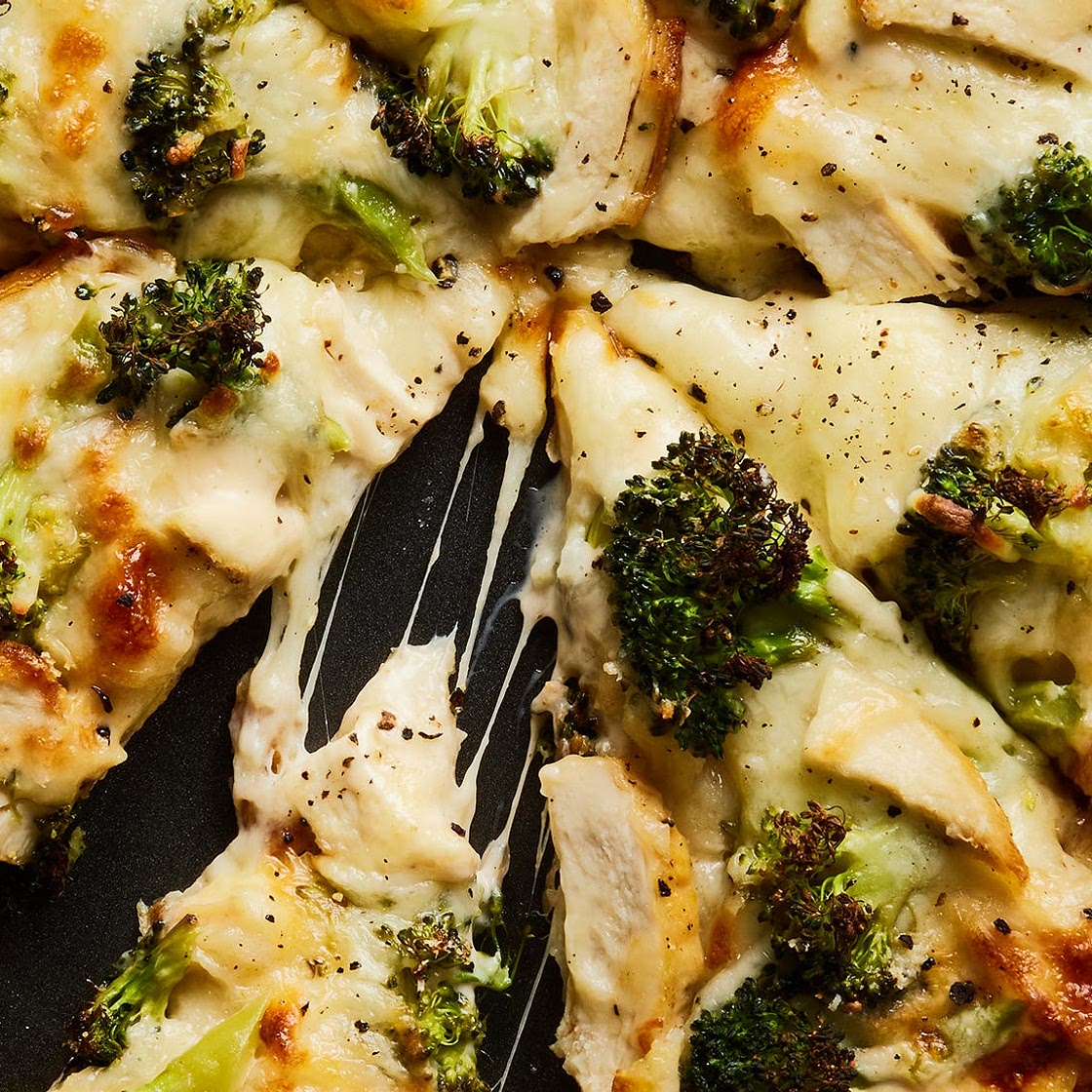Chicken Broccoli Alfredo Pizza
