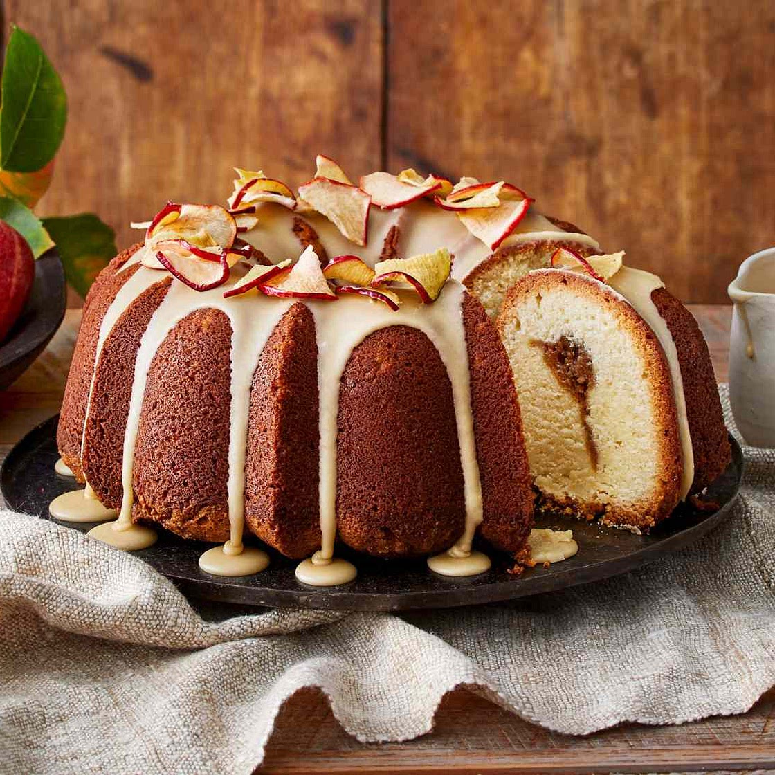 Apple Butter Pound Cake with Caramel Frosting