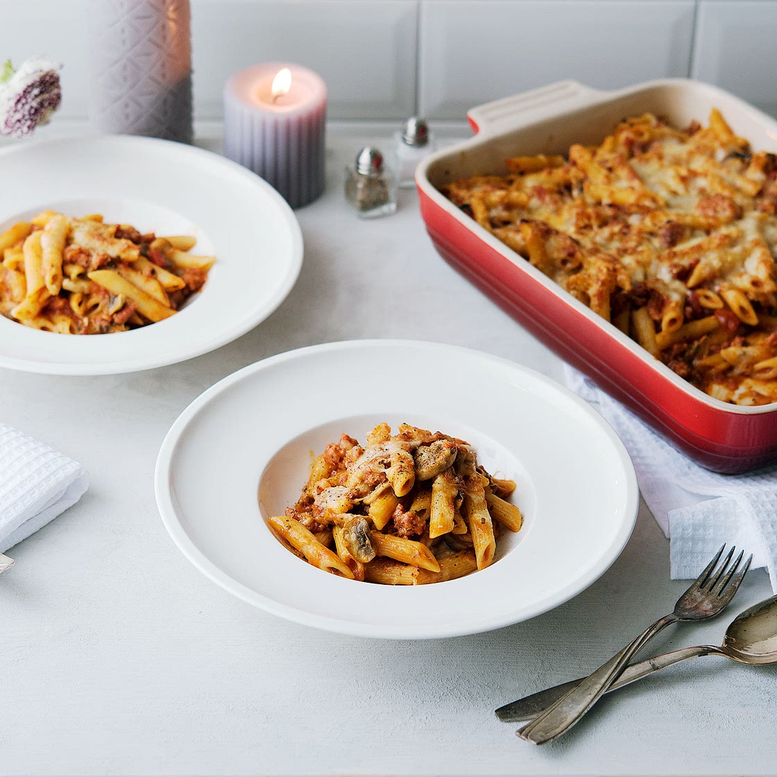 Baked ziti with Italian sausage