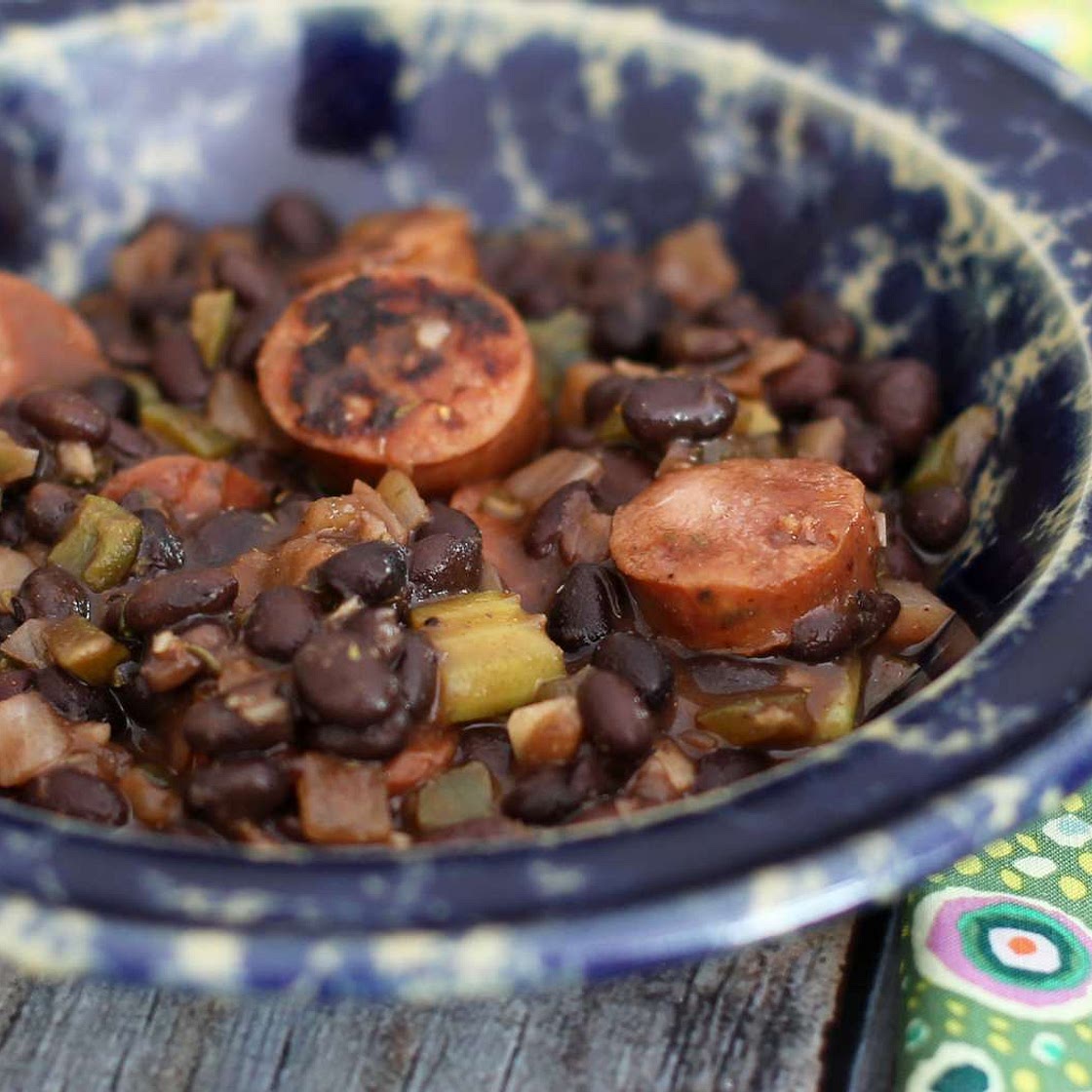 Creole-Style Crock Pot Black Beans and Sausage