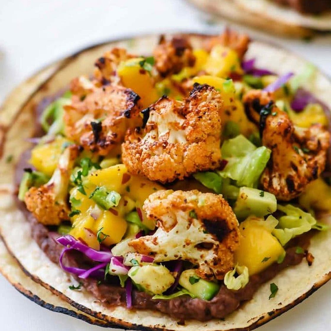 Sriracha and Lime Roasted Cauliflower Tostadas
